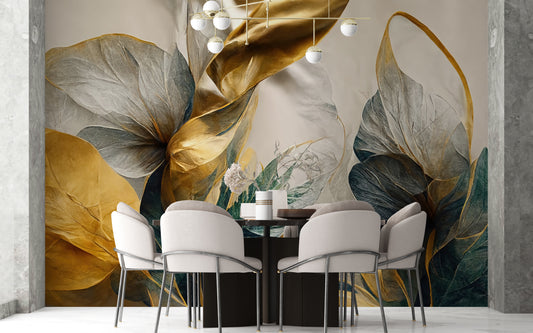 Golden Green Wall Paper