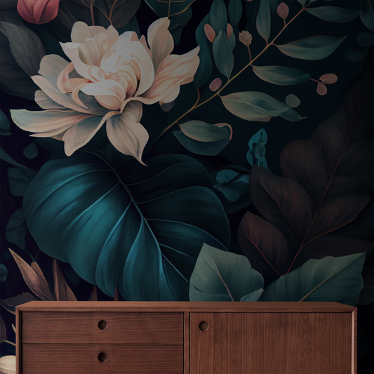 Floral Teel Wall Paper