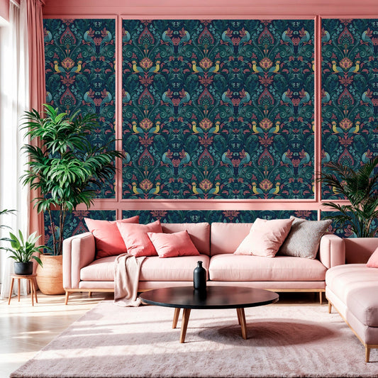 Pink Peacock Wall Paper