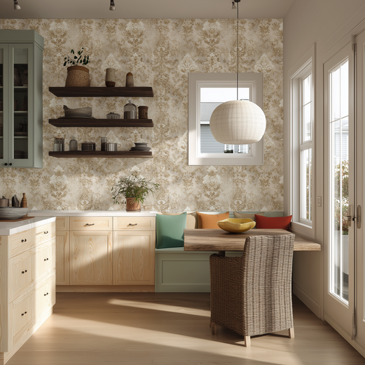 Beige Crest Wall Paper