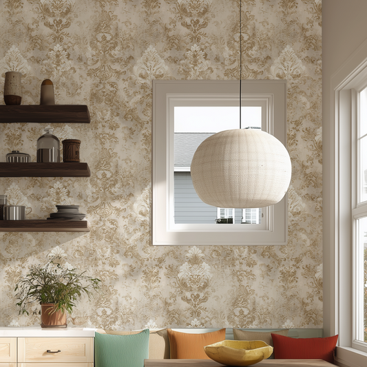 Beige Crest Wall Paper